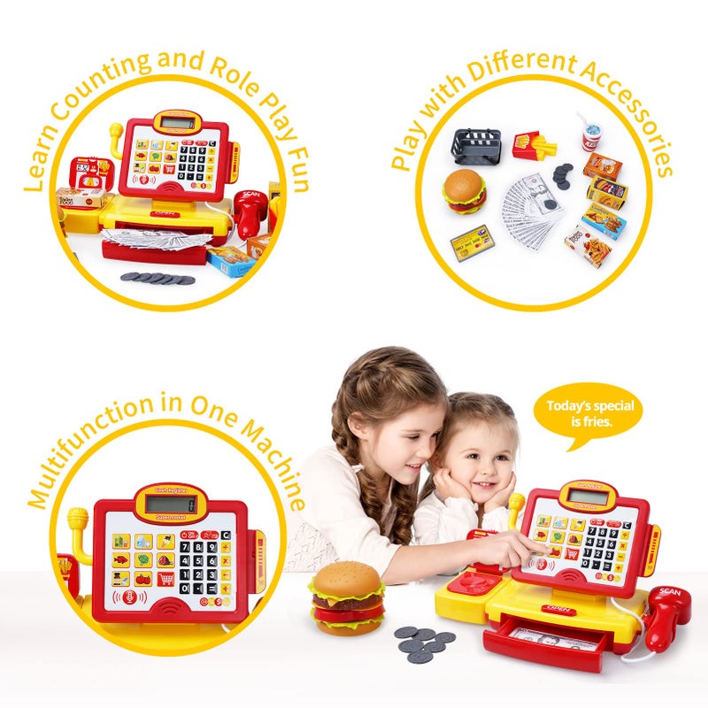  FS FS Toy Cash Register for Kids  with True Barcode Scanner & Calculator Toys  Pretend Play for Toddlers 3-5  Shopping Playset  Kids Cash Register with Credit Card for Kids Boys and Girls Ages 3 4 5 6 8 - Image 5